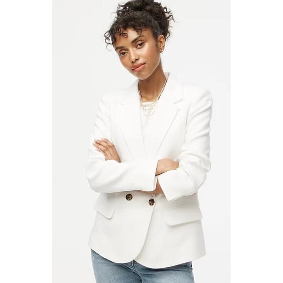 J. Crew Jackets & Blazers - J. Crew Cotton/Linen Blend Double Breasted Textured Blazer White Women's Size 8